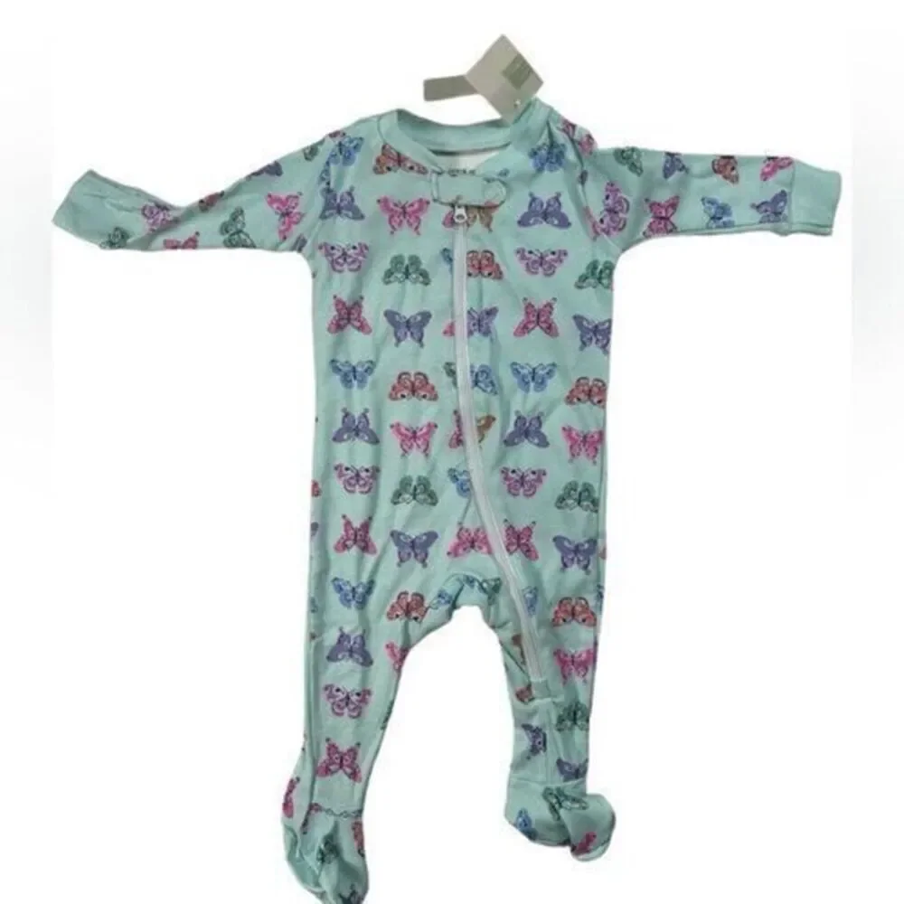 NWT Janie & Jack Baby One Piece Butterfly Pajama 100% Cotton - 0-3 Monrh
